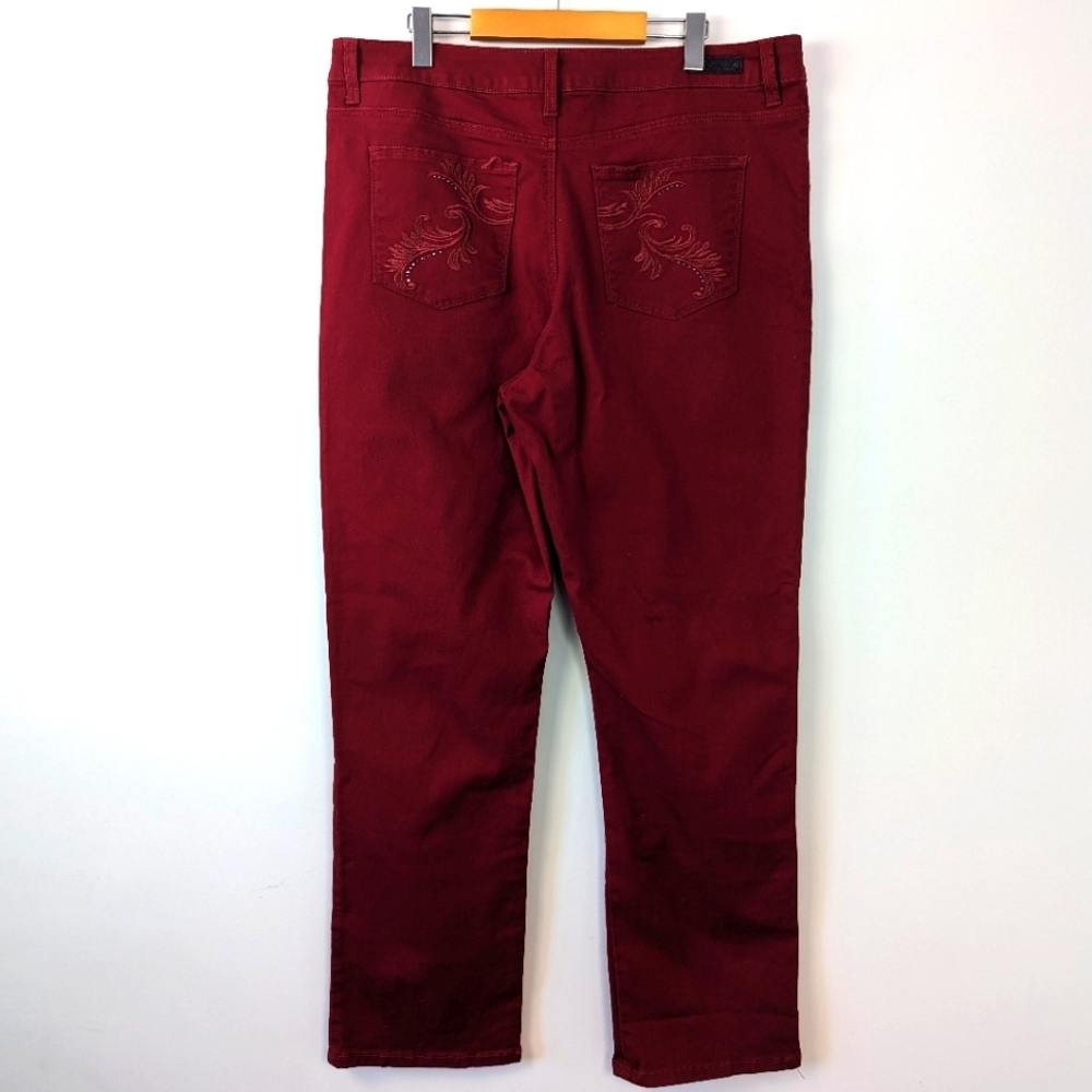 Lee Classic Fit Straight Leg Embellished Pocket Jeans - Burgundy, Size 18 Medium